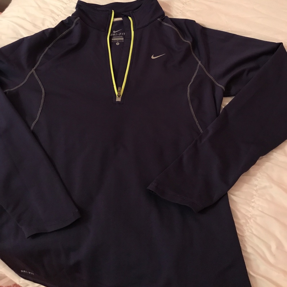 NIKE Dri-Fit purple Ls gym top w yellow trim