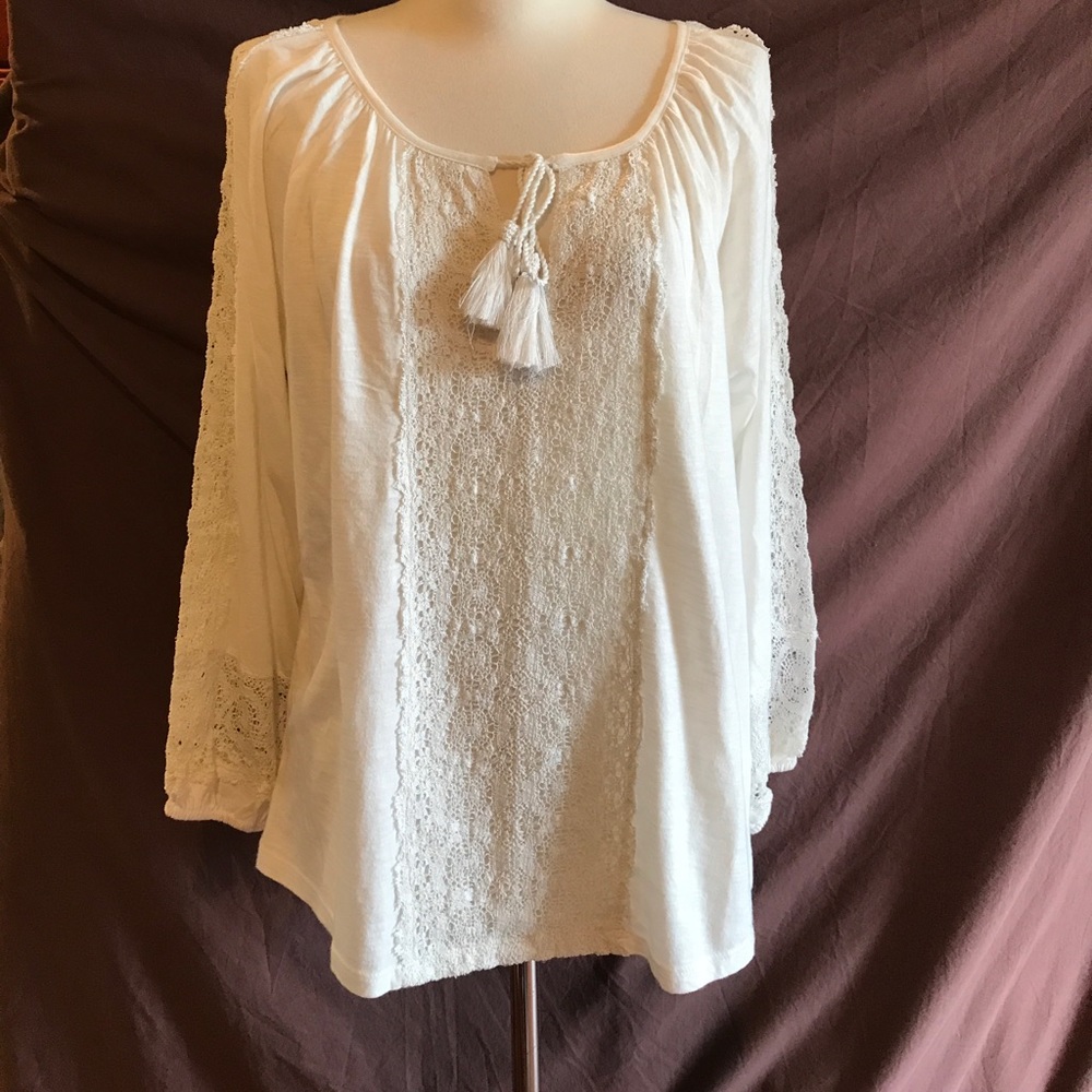 JOIE soft creamy white peasant top SZ sm.