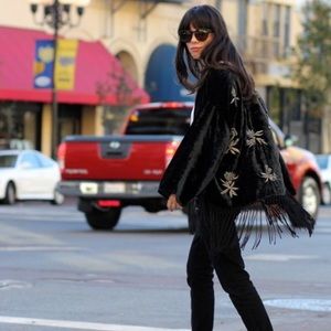 Zara Velvet fringe kimono