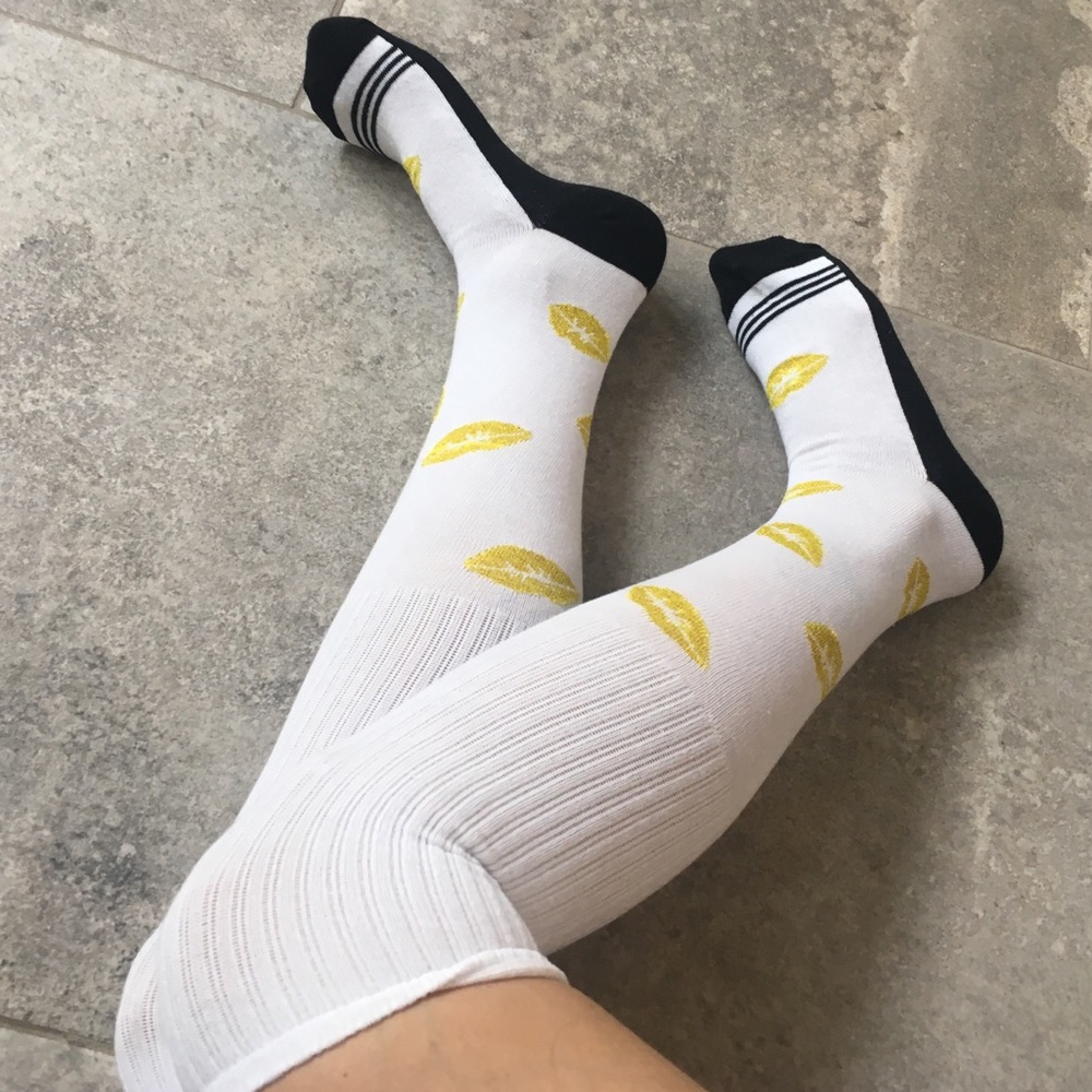 Gold & Black Lip Knee Highs