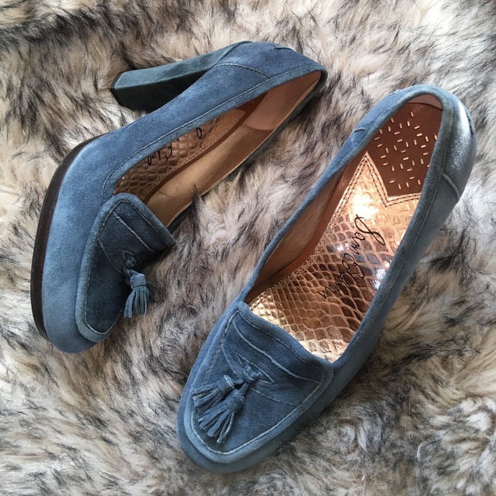 Sam Edelman Blue Suede Heels Vintage Inspired