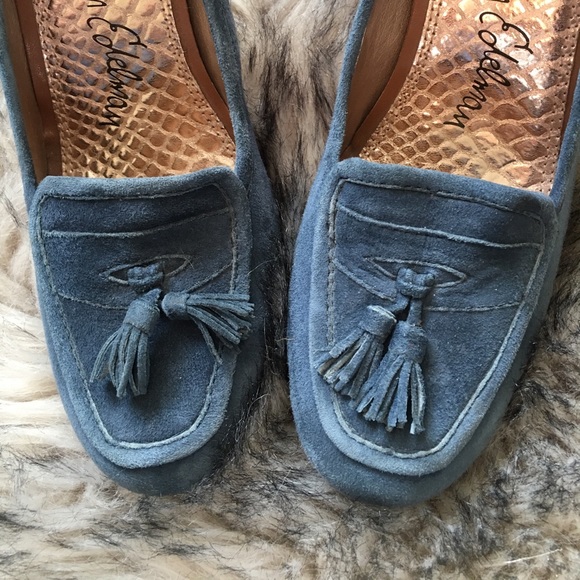 Sam Edelman Blue Suede Heels Vintage Inspired - Picture 3 of 8
