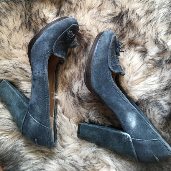 Sam Edelman Blue Suede Heels Vintage Inspired - Picture 6 of 8