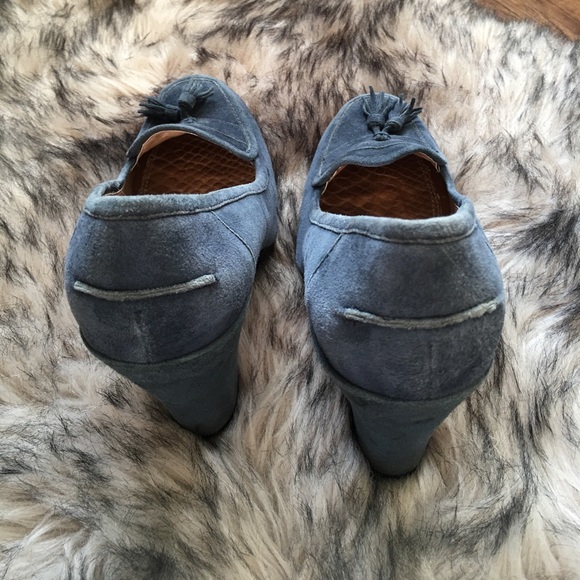 Sam Edelman Blue Suede Heels Vintage Inspired - Picture 7 of 8