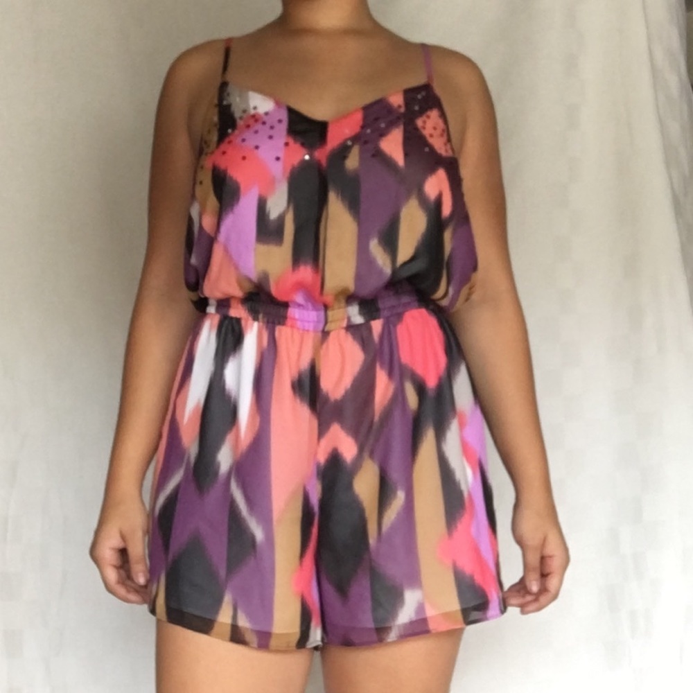 Jennifer Lopez Geometric Rhinestone Romper