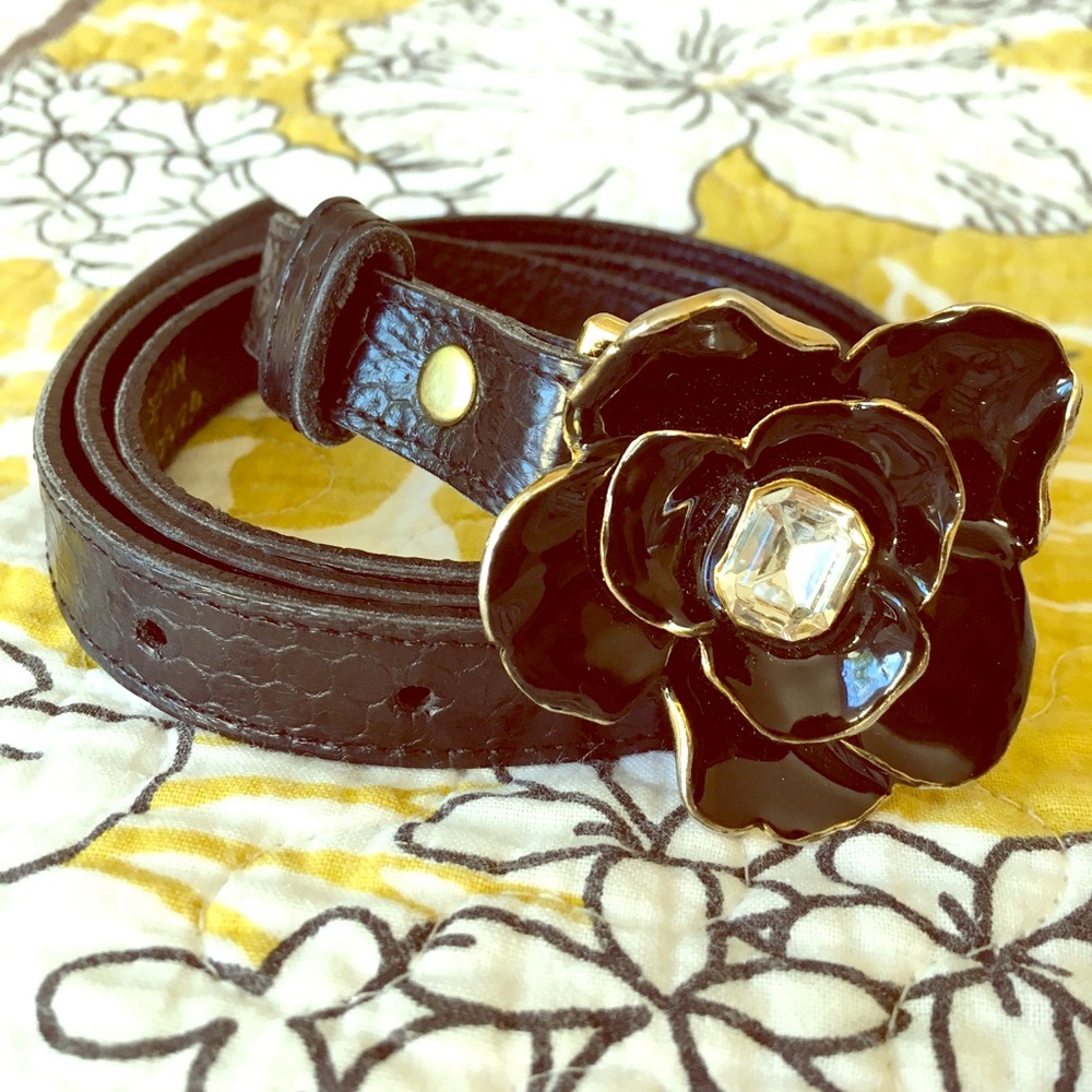 B-Low the Belt Flower Buckle Skinny Belt