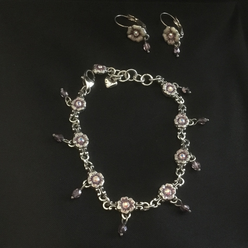Brighton Lavender/Purple Flower Bracelet&Earrings