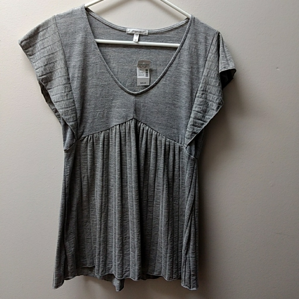 Silvery gray flutter sleeve top
