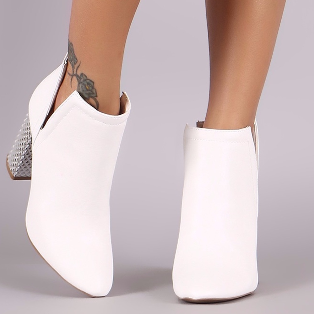 Metallic Chunky High Heel Booties