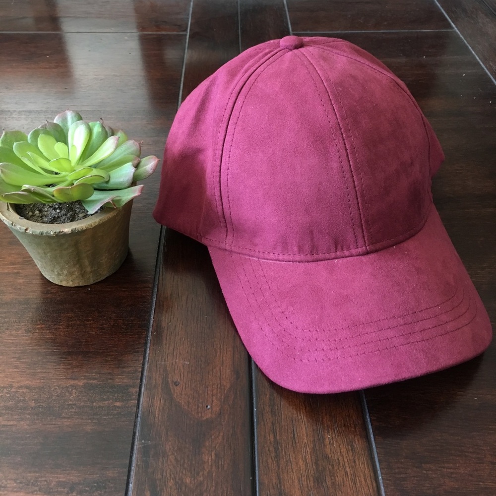 Fun Suede Baseball Cap in Burgundy!!