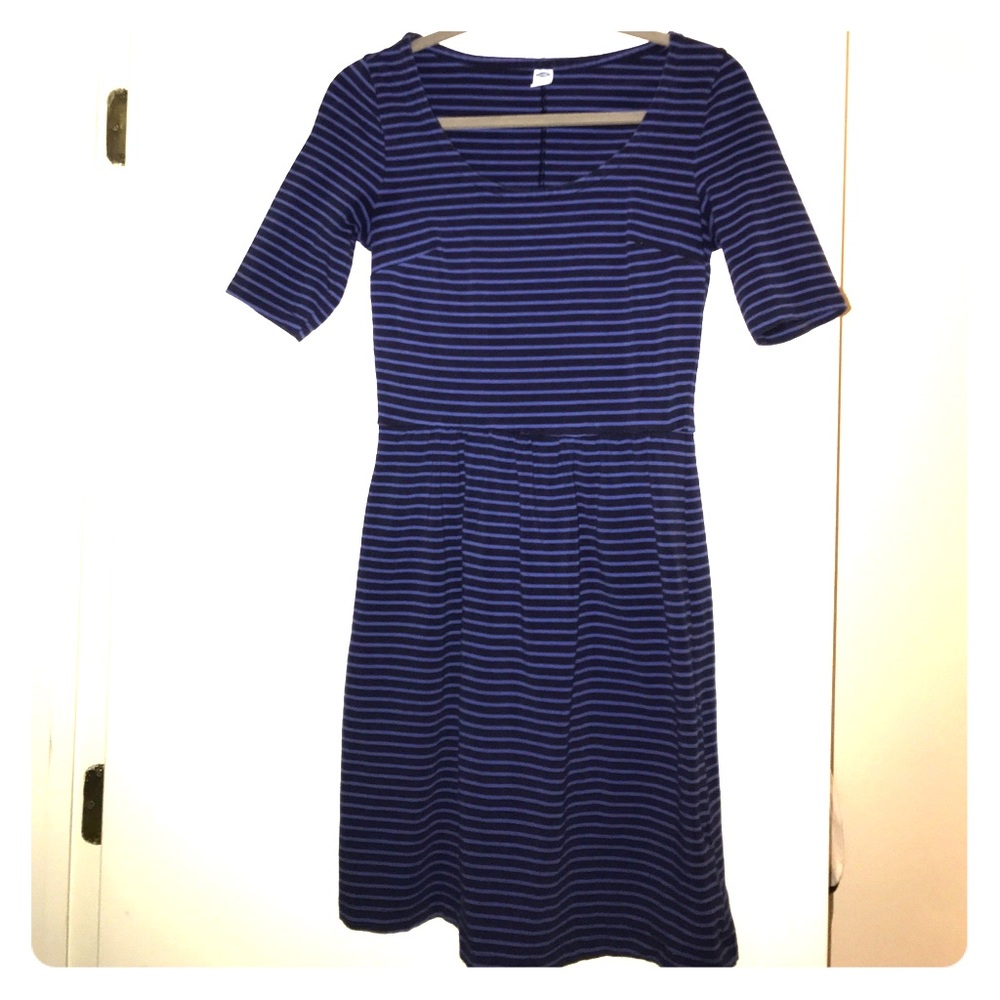 Striped fit and flare dress with sleeves