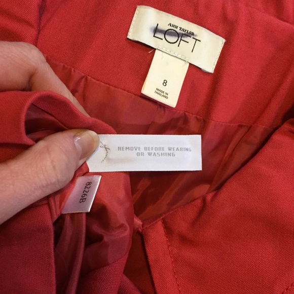 ANN TAYLOR LOFT BRIGHT RED SS CROP BLAZER JACKET 8 - Picture 7 of 13