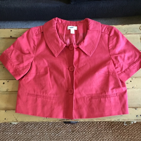ANN TAYLOR LOFT BRIGHT RED SS CROP BLAZER JACKET 8 - Picture 5 of 13
