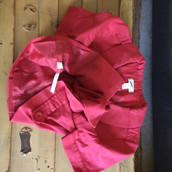 ANN TAYLOR LOFT BRIGHT RED SS CROP BLAZER JACKET 8 - Picture 10 of 13