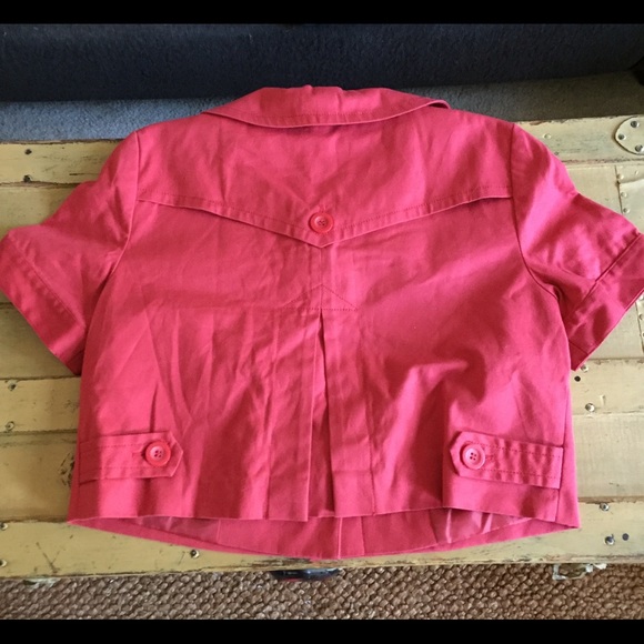 ANN TAYLOR LOFT BRIGHT RED SS CROP BLAZER JACKET 8 - Picture 6 of 13