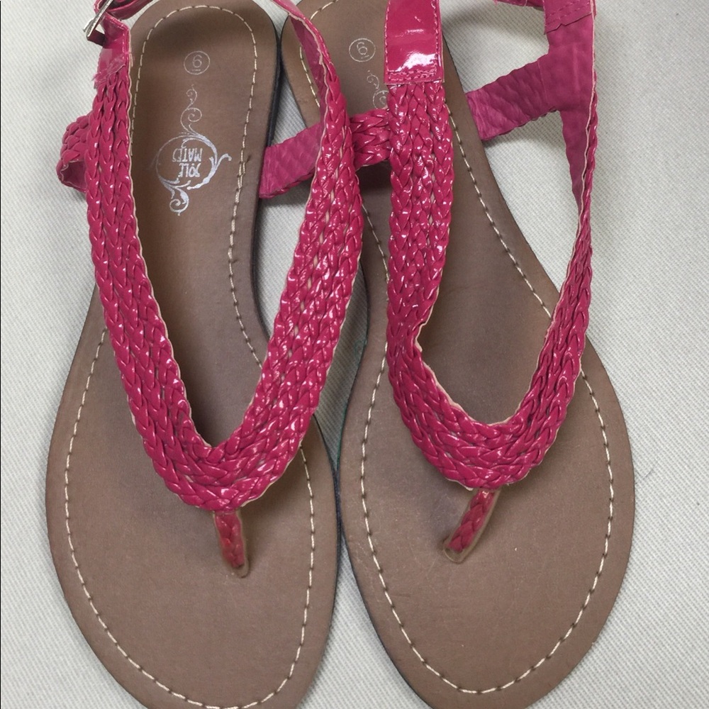 *NWOT* SOLE MATES pink braided thong sandals sz 6