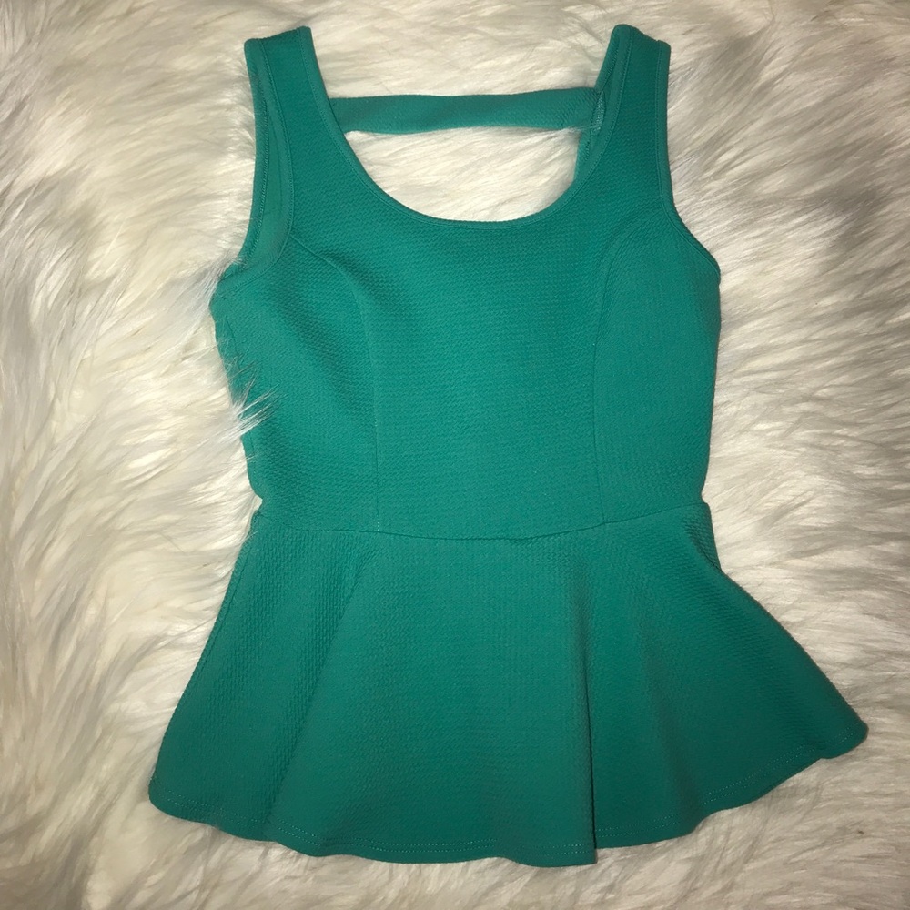 Teal Charlotte Russe peplum top
