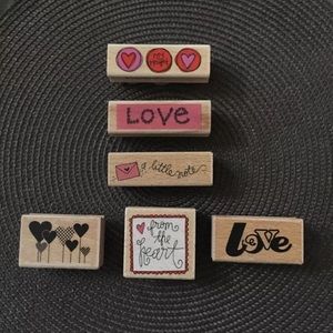 Wooden Rubber Stamps - Valentine’s Set (6)