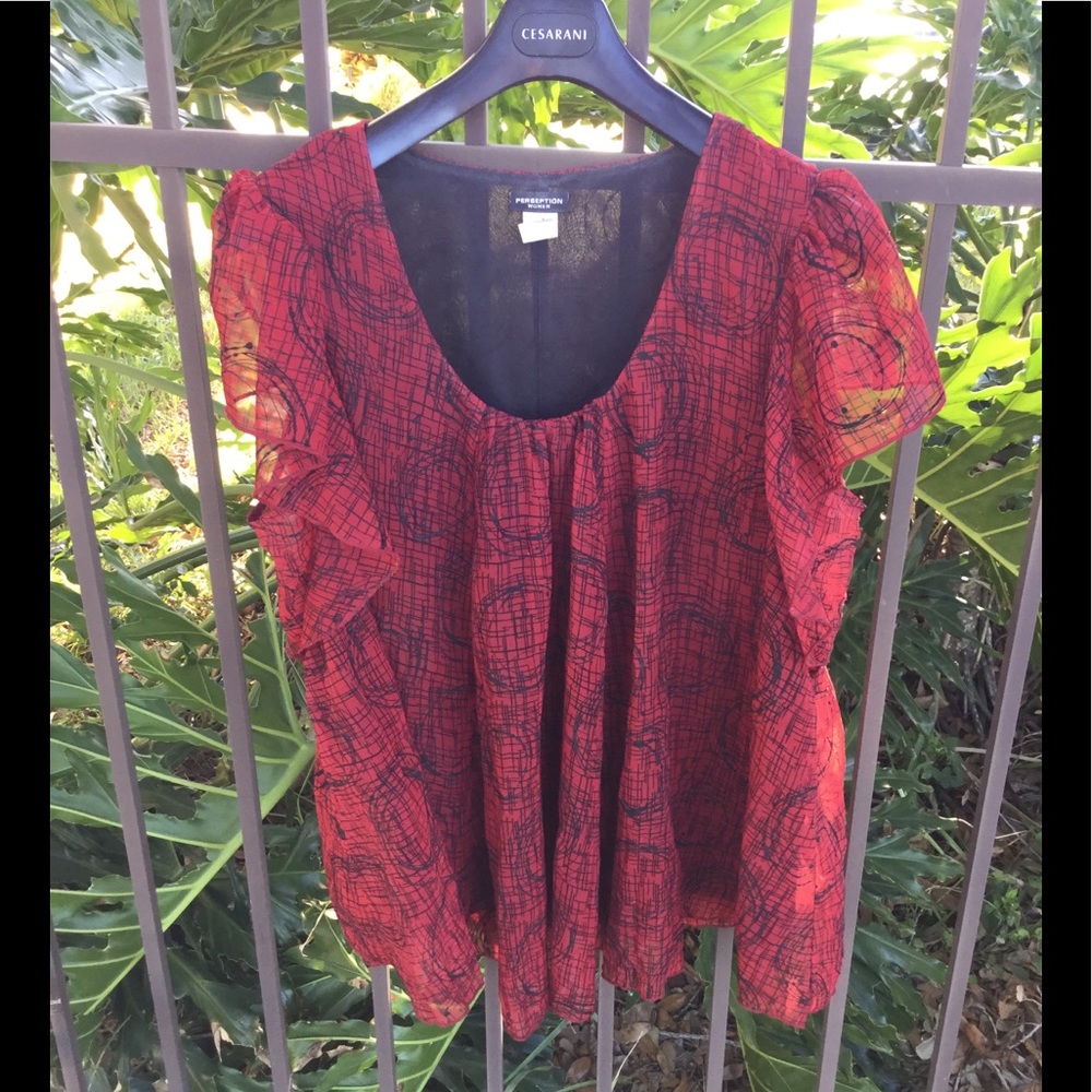 Perceptions Red & Black 2X Top