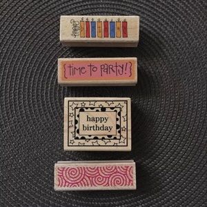 Wooden Rubber Stamps - Birthday Set (4)