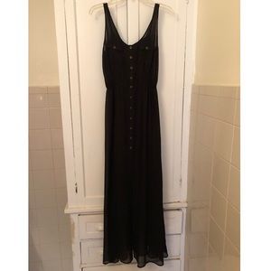 Black button down maxi dress