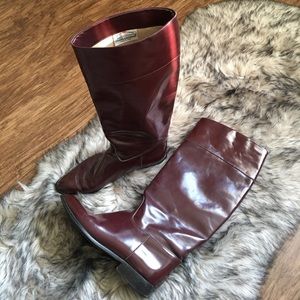 Charles David Burgundy Equestrian Leather Boots