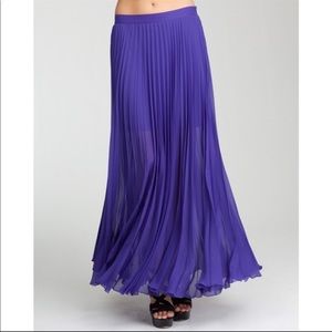 Dark purple pleated maxi skirt