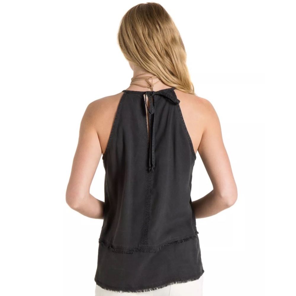 Cloth & Stone Charcoal Grey Frayed Halter Tank Top - Picture 3 of 7