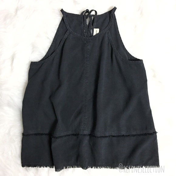 Cloth & Stone Charcoal Grey Frayed Halter Tank Top - Picture 4 of 7
