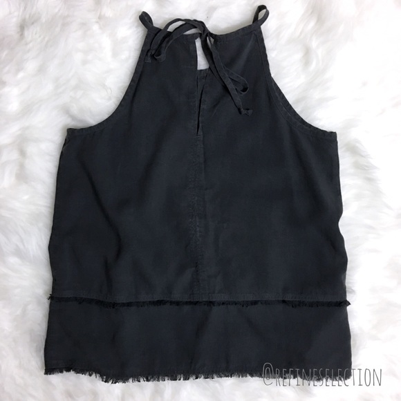 Cloth & Stone Charcoal Grey Frayed Halter Tank Top - Picture 7 of 7