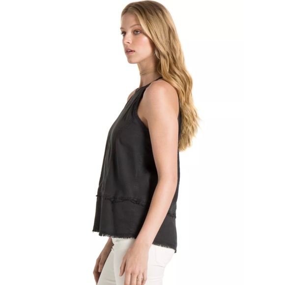 Cloth & Stone Charcoal Grey Frayed Halter Tank Top - Picture 2 of 7