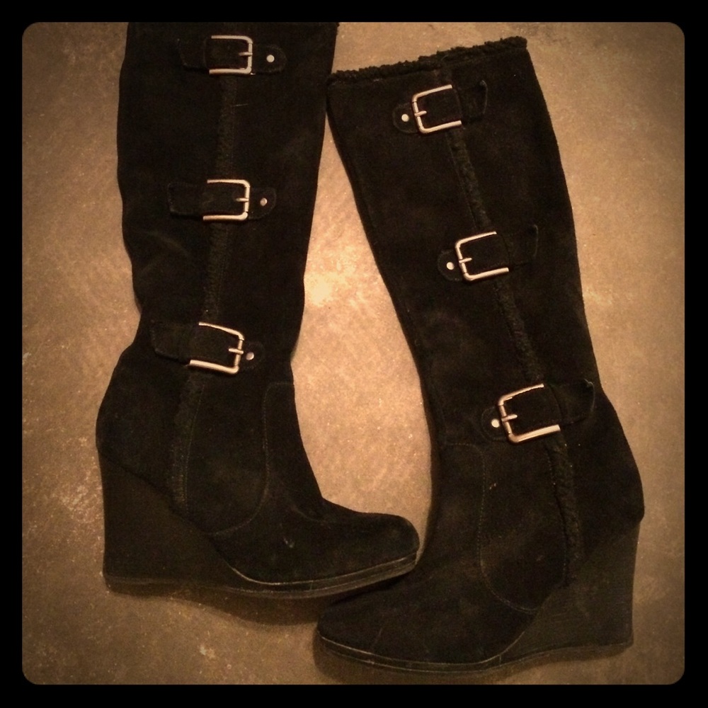 Kenneth Cole black velor boots