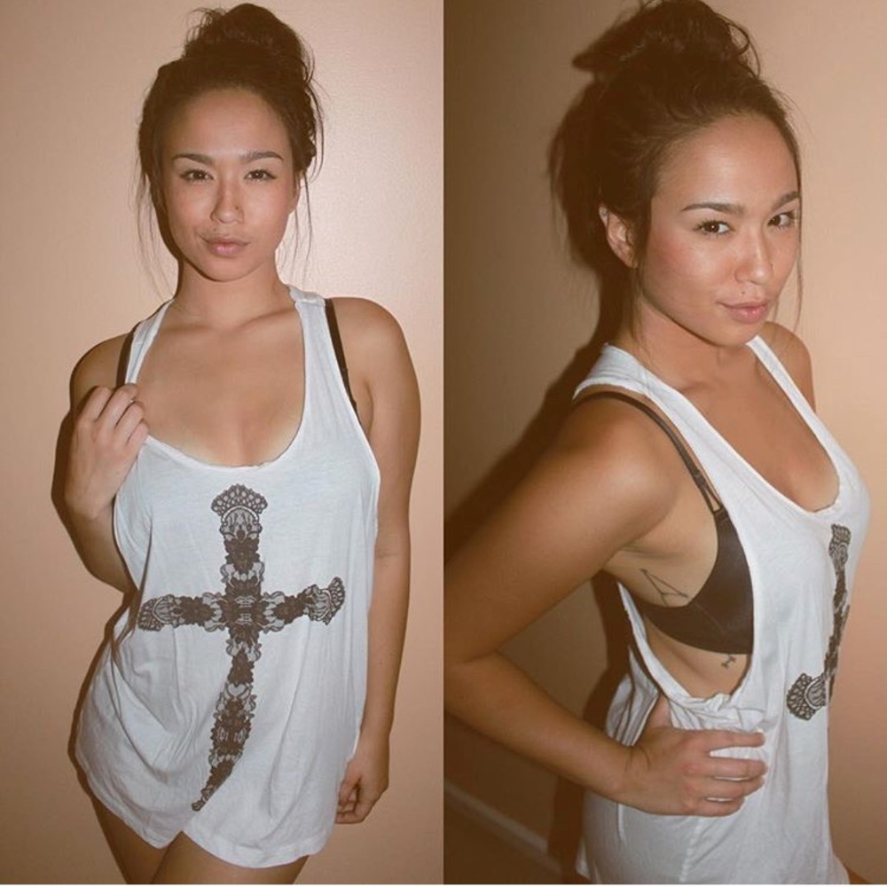 Black and white cross tank top