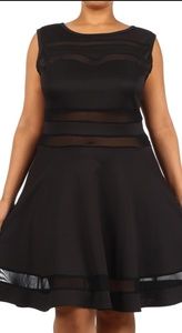 Black mesh skater dress