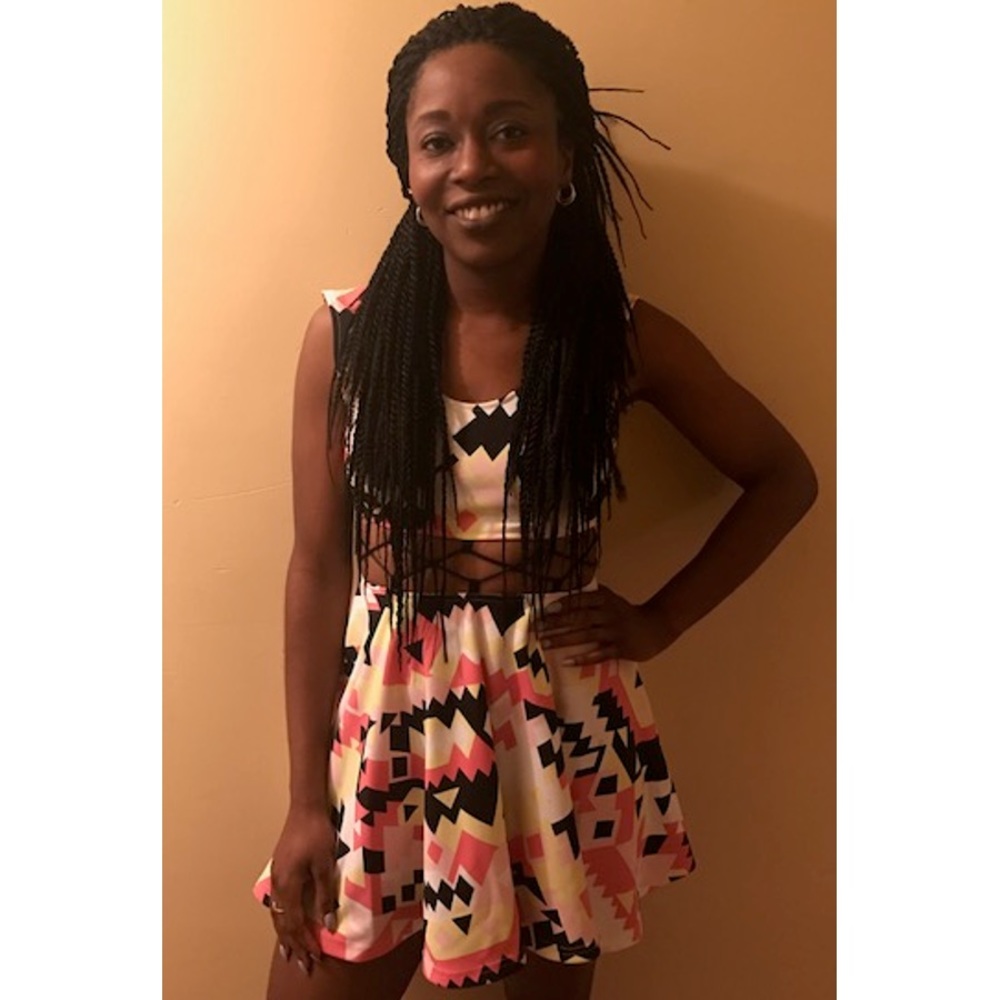 Geometric Pattern Midriff Baring Dress