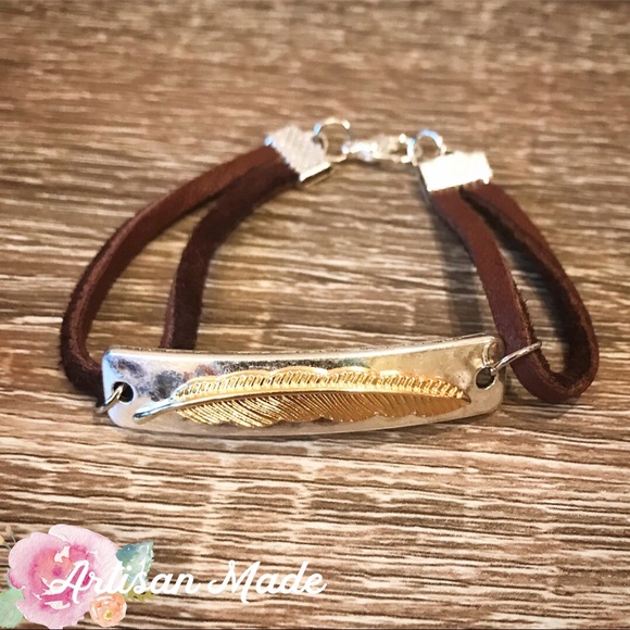 Coffee Bean’s Boutique Jewelry - 1 Left! NEW Artisan Suede Leather Feather Bracelet