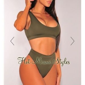 NWT HMS Olive Green High Waist Bikini