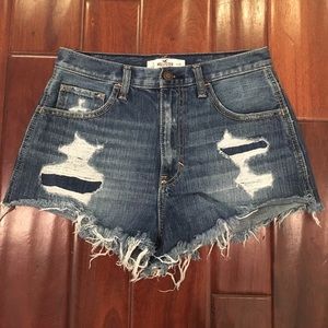 High-waisted denim shorts