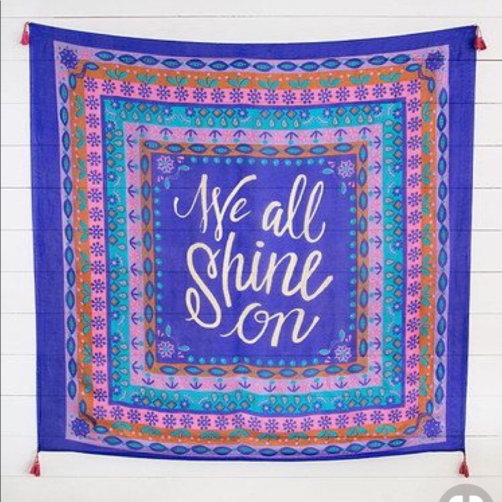 100% silk tapestry scarf “we all shine on”