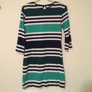 French Connection Jag Navy and Green Striped Dress