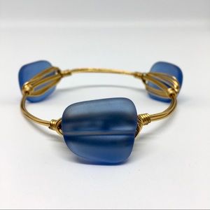 Blue Sea Glass Bangle Bracelet