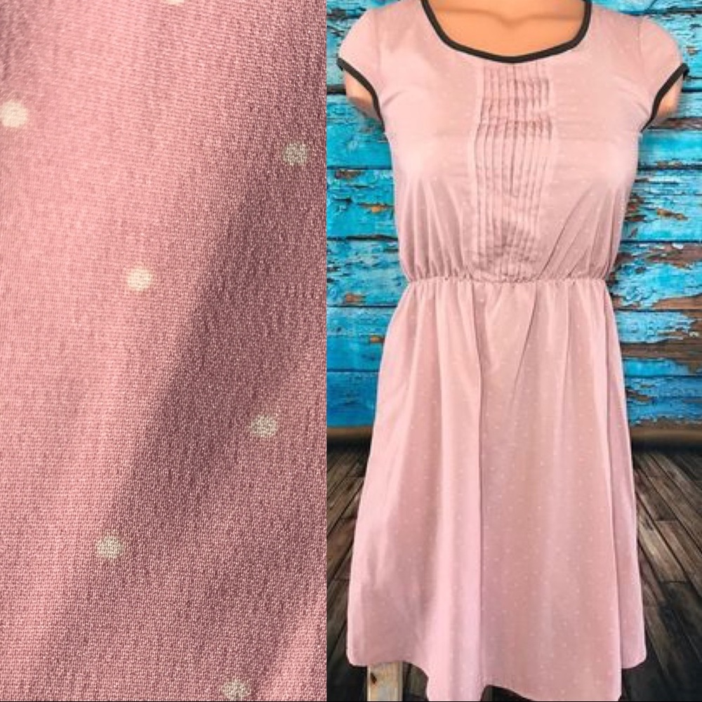 Pink / White Polka Dot Cap Sleeve Blouson Dress