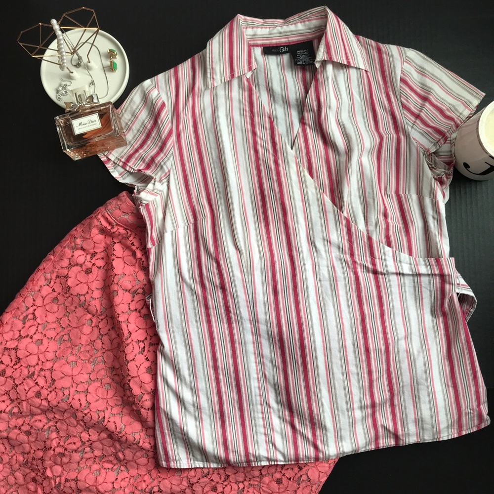 Faux Wrap Collared Shirt