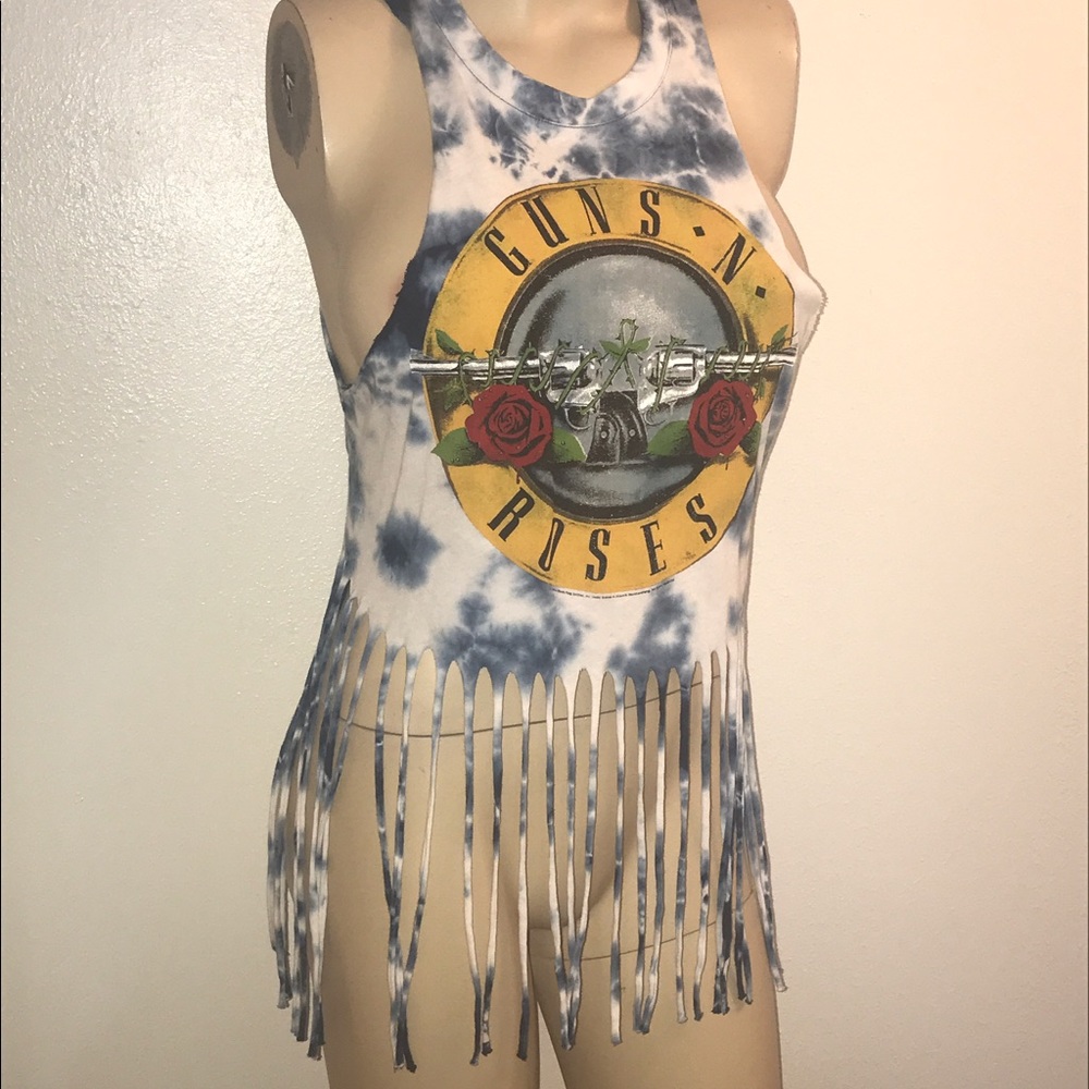 Sexy Guns and roses fringe rocker top shirt