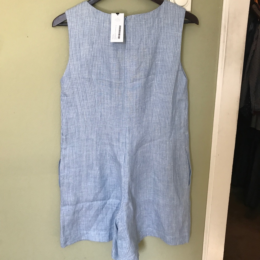 No. 6 Hopper Romper in Engineer Stripe Linen