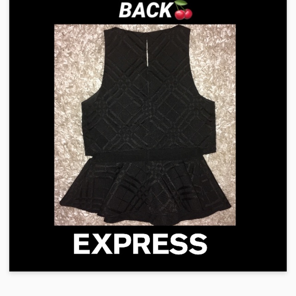 EXPRESS •Double Mesh Sequin Peplum Top - Picture 3 of 8