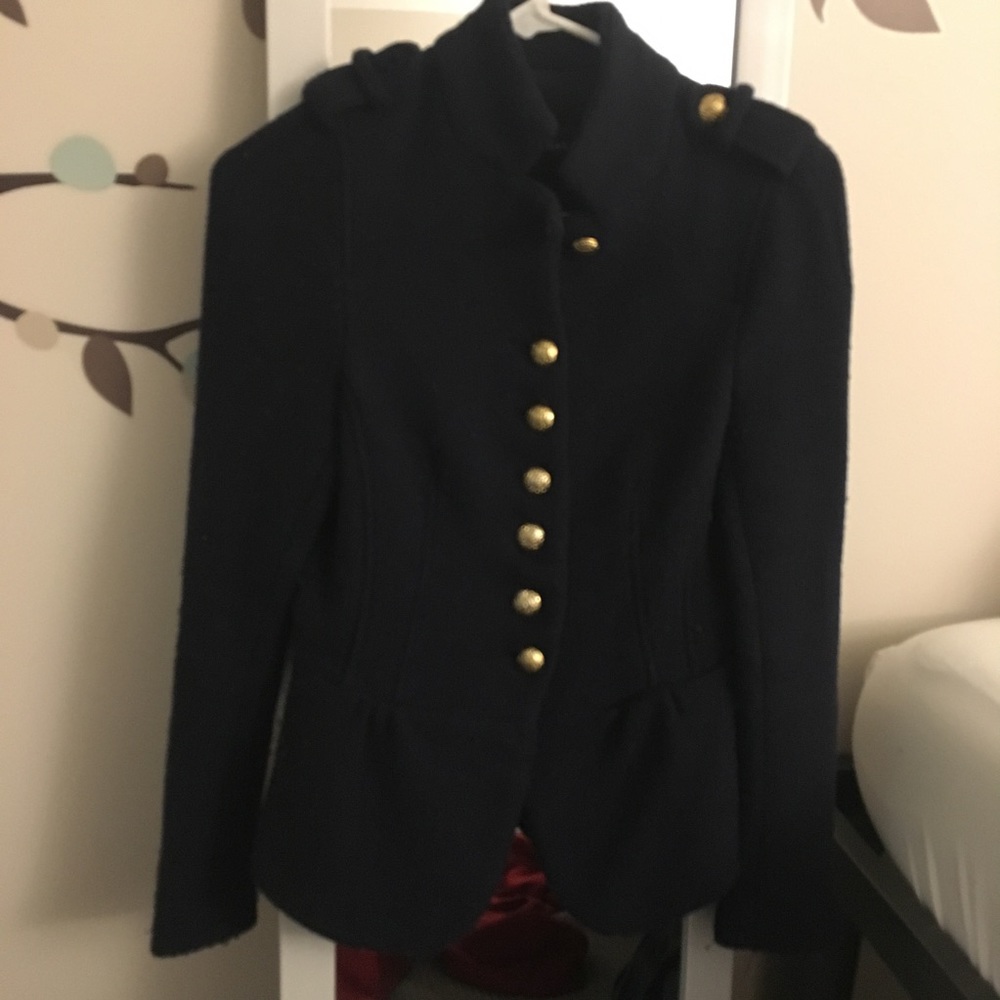ZARA Basic Peplum Coat in Dark Navy