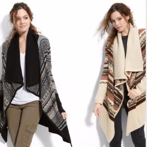 KENSIE Fair Isle Nomad Blanket Sweater Cardigan