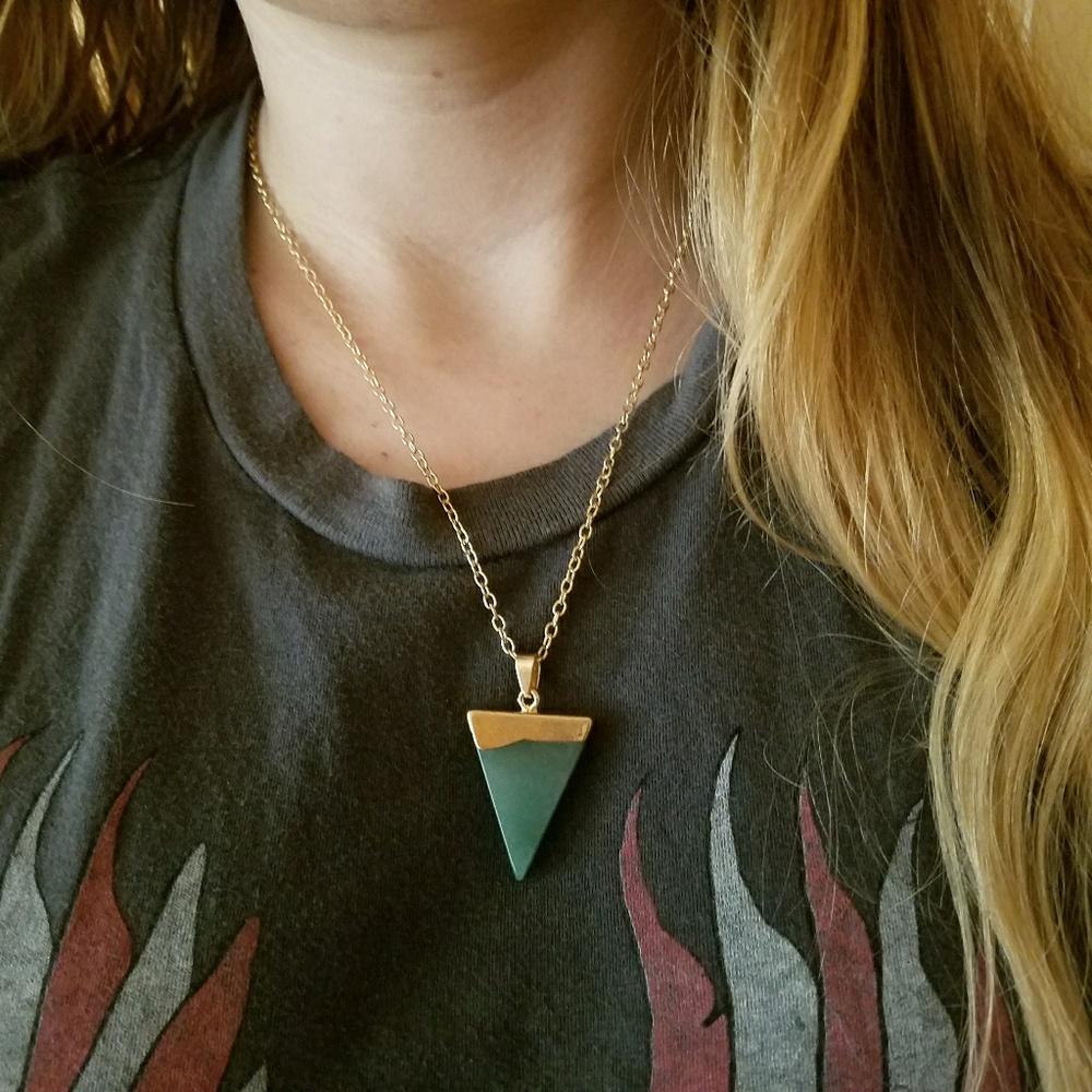 Natural stone pendant triangle necklace