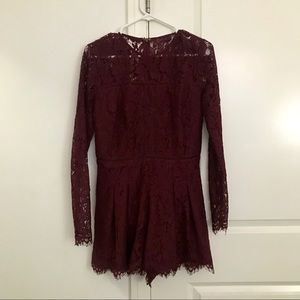 Mustard Seed Maroon Lace Romper